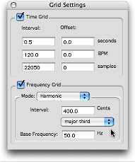 “Grid Settings” : “Frequency Grid” - options