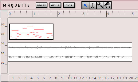 Redimensionnement d'un objet MIDI « séquence », par rapport à un objet audio.