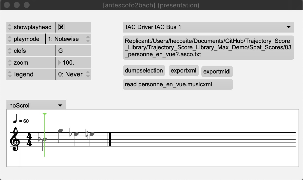 Trajectory Score Libray - Antescof2Bach