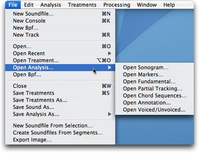 Le sous-menu permettant de recharger une analyse