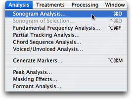 Choix de “Sonogram Analysis...”