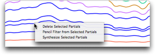 Menu contextuel des partiels “Partial Tracking” sélectionnés