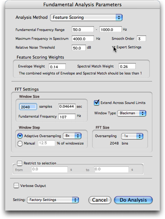 Panneau “Fundamental Analysis...” : “Feature Scoring”