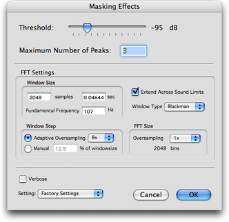 Panneau de réglage “Masking Effect”