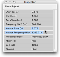 “Anchor Time and Frequency” dans l'inspecteur