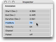 L'inspecteur d'une note Midi