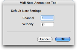 Réglage de l'outil annotation par notes Midi