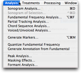 Menu "Analysis"