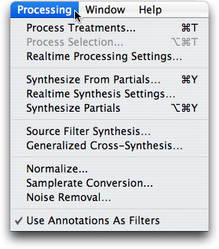 Menu "Processing"