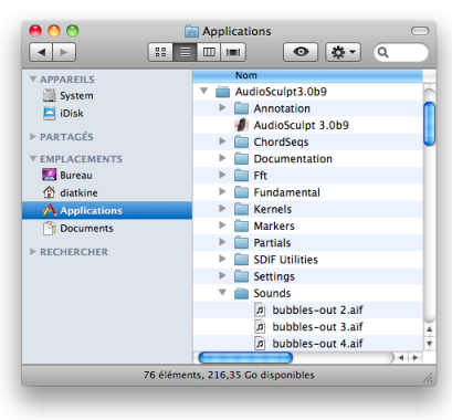 Some files have been stored in the Sound directory of the AS folder, the default User Home folder.
