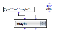 The value of the selected item – a number between 0 and 2 – is printed in the listener at selection.