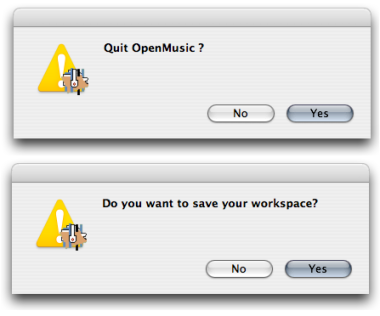 OM always asks if the current workspace must be saved when quitting.