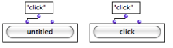 A button-box before and after the evaluation : "click" is a default text argument.